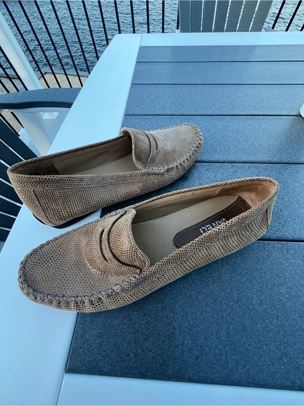 Van Eli Taupe Textured Suede Driving Loafers